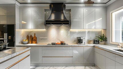 Unified cabinets. kitchen. Generative AI. - obrazy, fototapety, plakaty