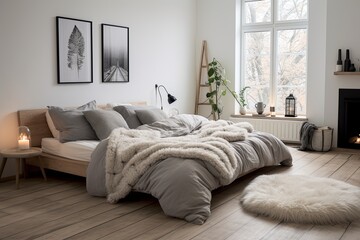 Scandinavian Monochrome Cozy: Minimalist Bedroom Design Ideas