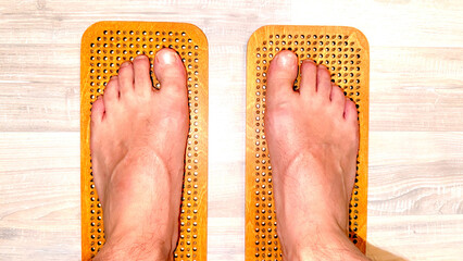 feet on nail boards, nail, boards, meditation, feet