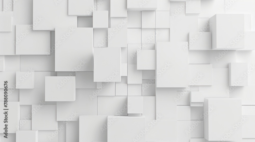 Poster abstract cube. white cube background, abstract squares.