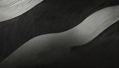Black abstract background design. Modern wavy line pattern (guilloche curves) in monochrome. Generative AI.