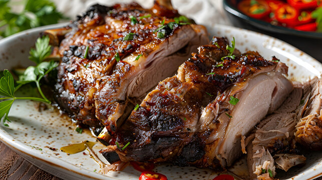 Pernil, puerto rico pork dish, delicious, yummy, ready to eat