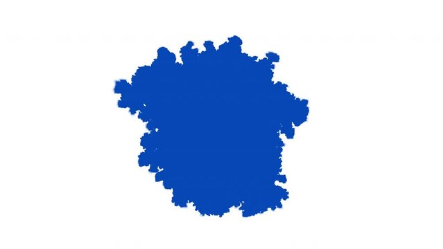 Ink blot spreading from the center. Drop of a blue paint fills the screen. Chromakey video transition animation