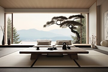 Japanese Design Trends: Minimalist Living Room with Low Table and Floor Seating