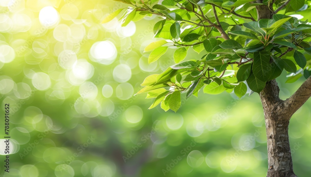 Aufkleber abstract green light bokeh in blurred defocused style for captivating background