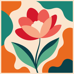 Floral heart with colorful flowers and leaves Illustration