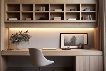 Neutral Palette Zen: Warm Wood Minimalist Home Office Decors