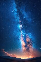 Fantasy night sky with milky way. Generative AI.