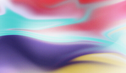 Abstract liquid paint effect blurred gradient overflow waves grainy background texture. Colorful digital Grain Texture overlay