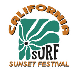 California Surfing Design, Hand Drawn Lettering t shirt Vector