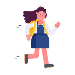 Here’s a flat icon of a running school girl 
