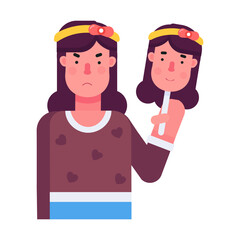 Handy flat icon depicting fake personality 