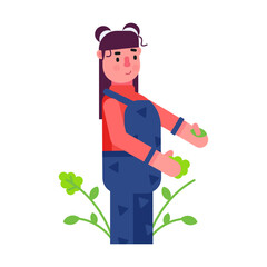 Easy to edit flat icon of girl gardening 