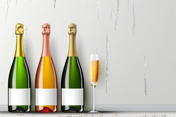 "Iconic Toasts: Sparkling Celebrations with Champagne Symbols and Italian Wines—A Luxurious Affair with Hand-Drawn Artwork and Elegant Pouring at Festive Soirees"