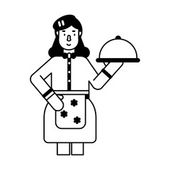 Customizable glyph character of a waitress 