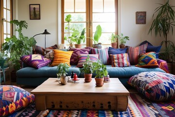 Kilim Pillows and Patterned Textiles: Modern Bohemian Living Room Ideas to Inspire