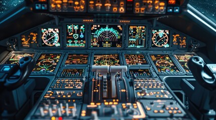 An cockpit console displaying a warning. Generative AI.