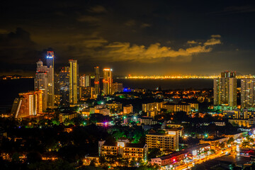 Fototapeta na wymiar Aerial view of Pattaya at night time, Thailand.