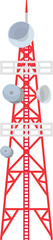 Radio tower global network internet mobile signal connection communication isometric vector