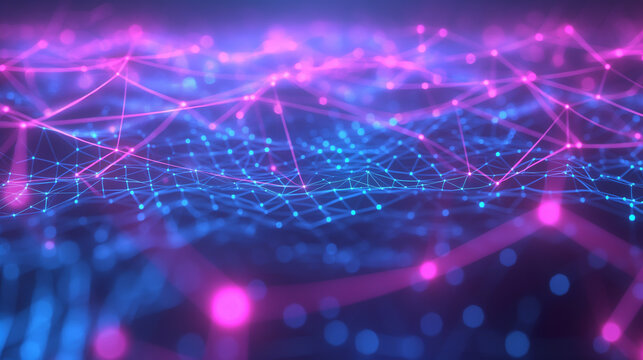 An abstract representation of quantum computing using glowing fiber optics to show qubits and quantum states in a wireframe style. , with copy space