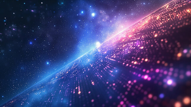 Code snippets overlaid on a starry space background, with natural light subtly enhancing the star shimmer and code clarity. , natural light, soft shadows, with copy space