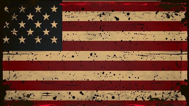 Background with American flag stripes and stars rustic