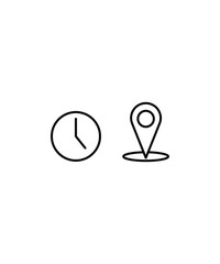 time with location icon, vector best line icon.