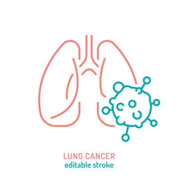 Bronchogenic carcinoma, pulmonary cancer outline icon.