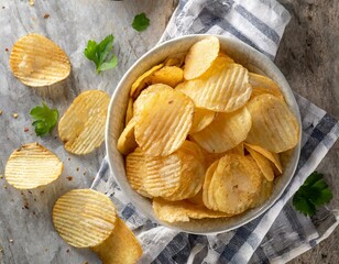 kartoffel chips draufsicht 