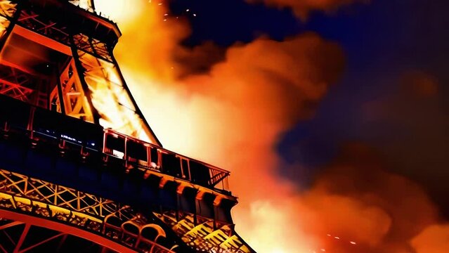 close-up fire at the Eiffel Tower
