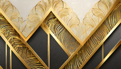  Luxury golden wallpaper. Art Deco Pattern, Vip invitation background texture. Generative AI.