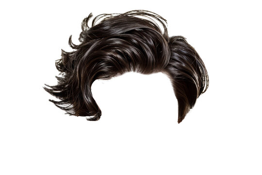 Black hair wig isolated on transparent background. Male hair coiffure