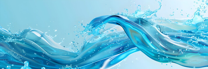 Dynamic Water Splash, Fresh clean water wave with bubbles and drops

