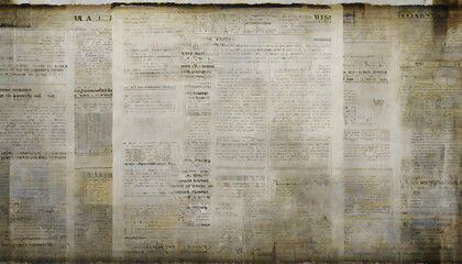 Old vintage grunge newspaper paper texture background. Generative AI.