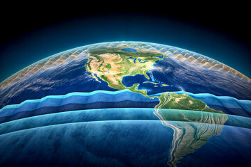  Movement of tectanic plates on planet earth. Tsunami