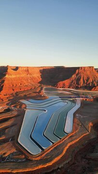 Aerial view of Elvis Rock and Potash Pond, Moab, Utah, United States.