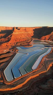 Aerial view of Elvis Rock and Potash Pond, Moab, Utah, United States.