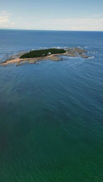 Aerial view of Aoshima Island with Devil's Washboard, Miyazaki, Japan.