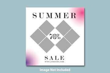 Special offer summer sale up to 70 percent off social media post design template illustration