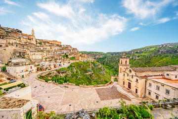 Naklejka premium View of the ancient town of Matera, Sassi di Matera in Basilicata, southern Italy
