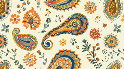 Oriental paisley seamless pattern with traditional 