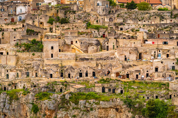 View of the ancient town of Matera, Sassi di Matera in Basilicata, southern Italy