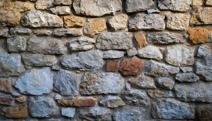 Stone wall of an old house. Full frame pattern or texture. Generative AI.