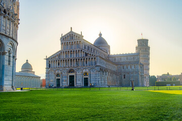 Pisa Cathedral and the Leaning Tower in Pisa, Italy.