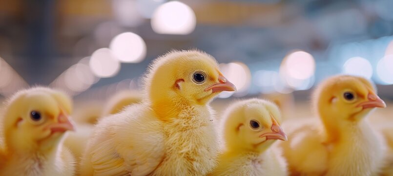 Modern farm facility with spacious industrial coop nurturing a growing poultry flock