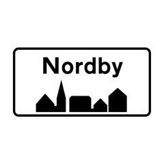 Nordby city road sign in Denmark	