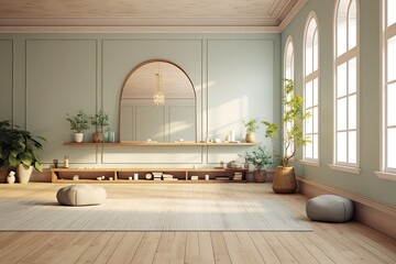 Tranquil Harmony: Serene Yoga Room Design with Calming Colors