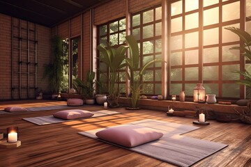 Tranquil Zen Haven: Peaceful Yoga Space with Inspirational Decor