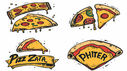 Pizzeria logotypes set. Set of Four different logo 