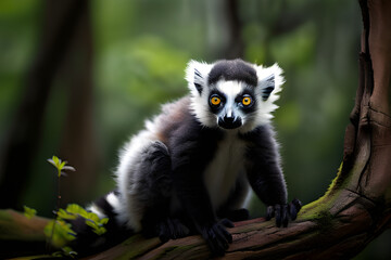 Fototapeta premium lemur on a tree